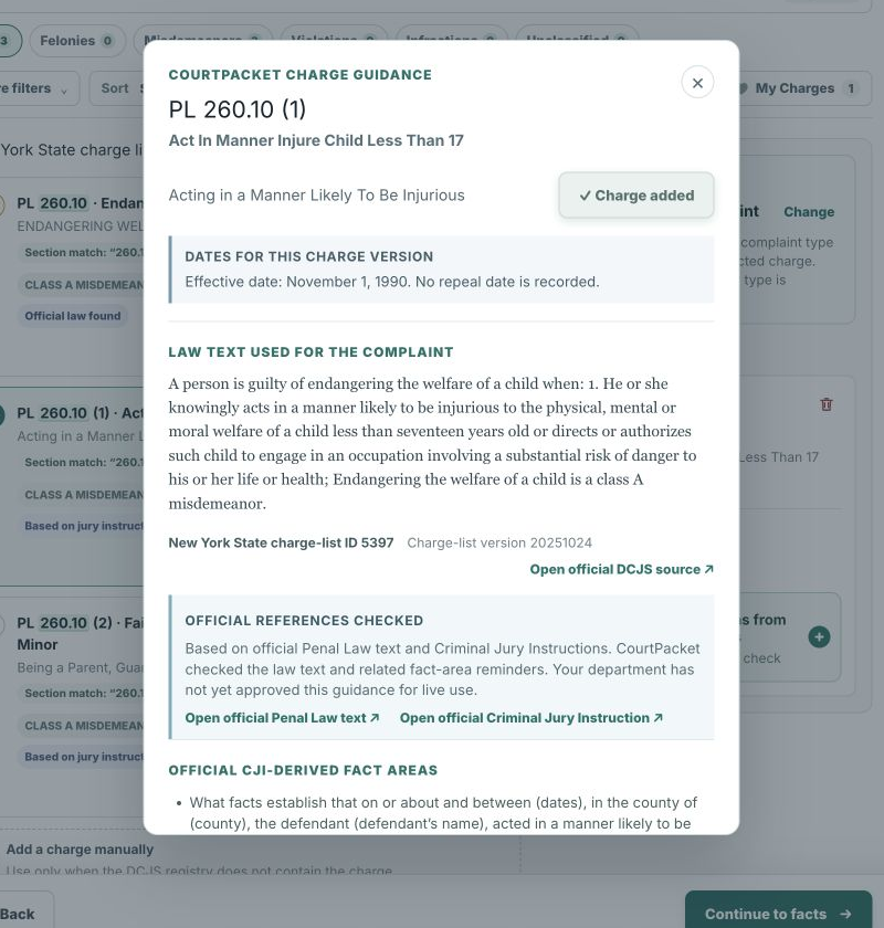 Charge context and statutory language in CourtPacket